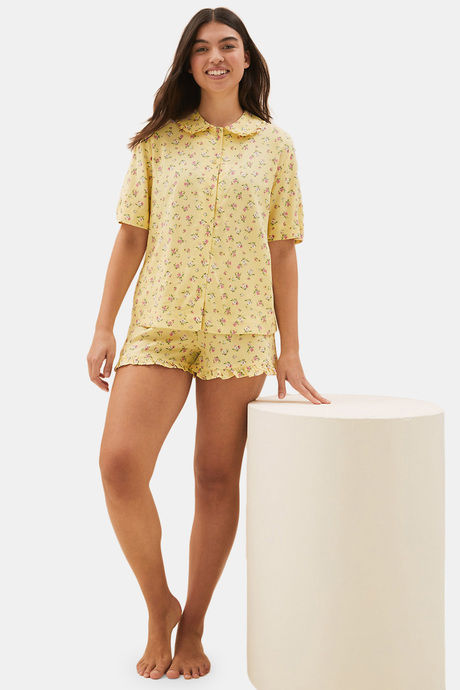 Buy Marks Spencer Viscose Shorts Set Yellow Mix at Rs.1000